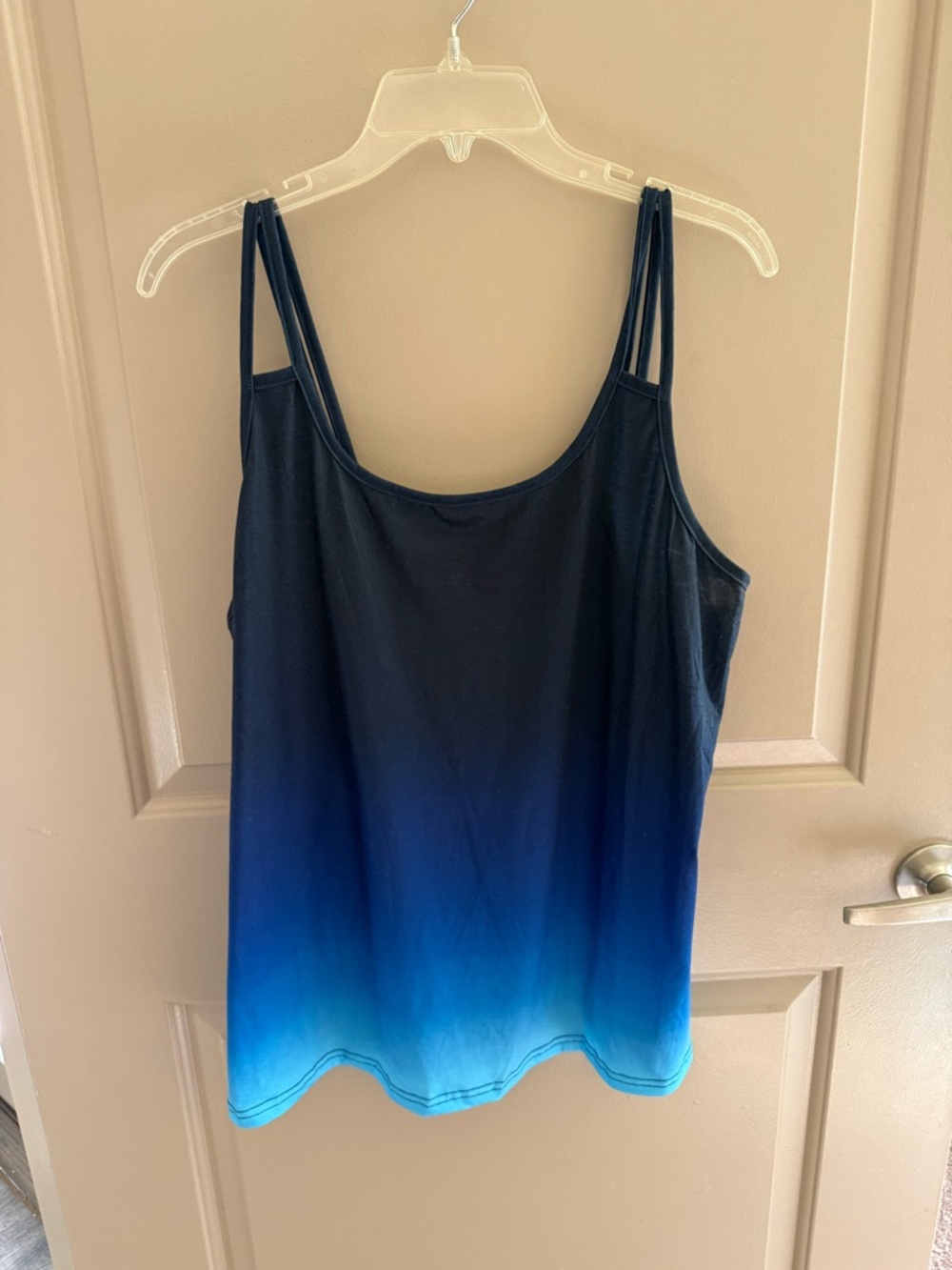 SHEIN Navy to Turquoise Ombre Double-Strap Tank Top